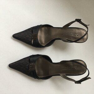 A. Marinelli Special Effects Brown Brocade Sling back Heels   Size 7.5M
